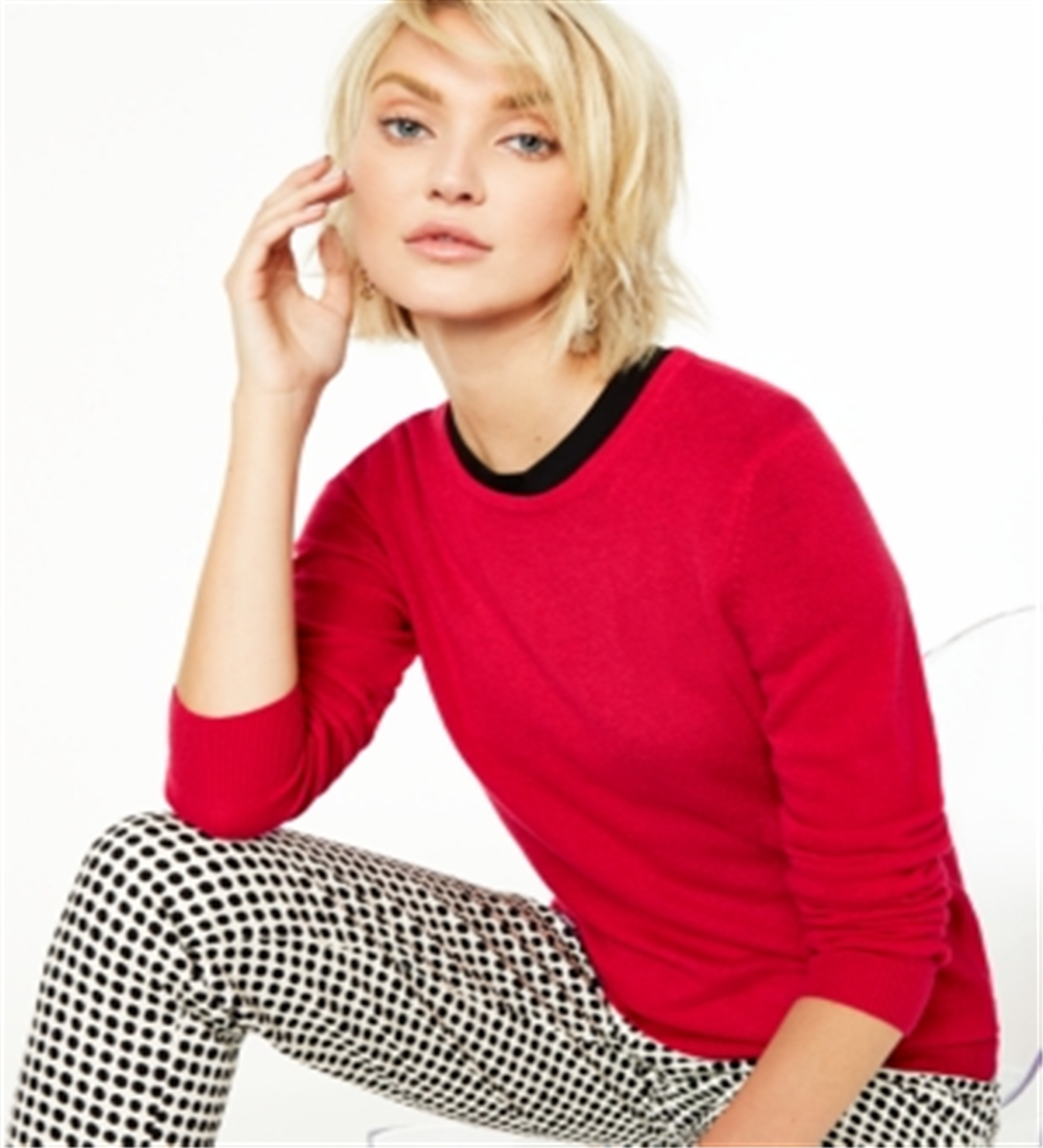 Charter Club Women's Crew Neck Cashmere Sweater Red Size X-Small