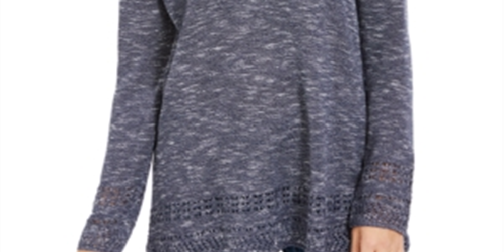 Style & Co Women's Long Sleeve Crew Neck Sweater Blue Size Petite Large