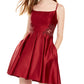 Blondie Nites Women's Spaghetti Strap Square Neck Short Fit Flare Cocktail Dress Purple Size 11