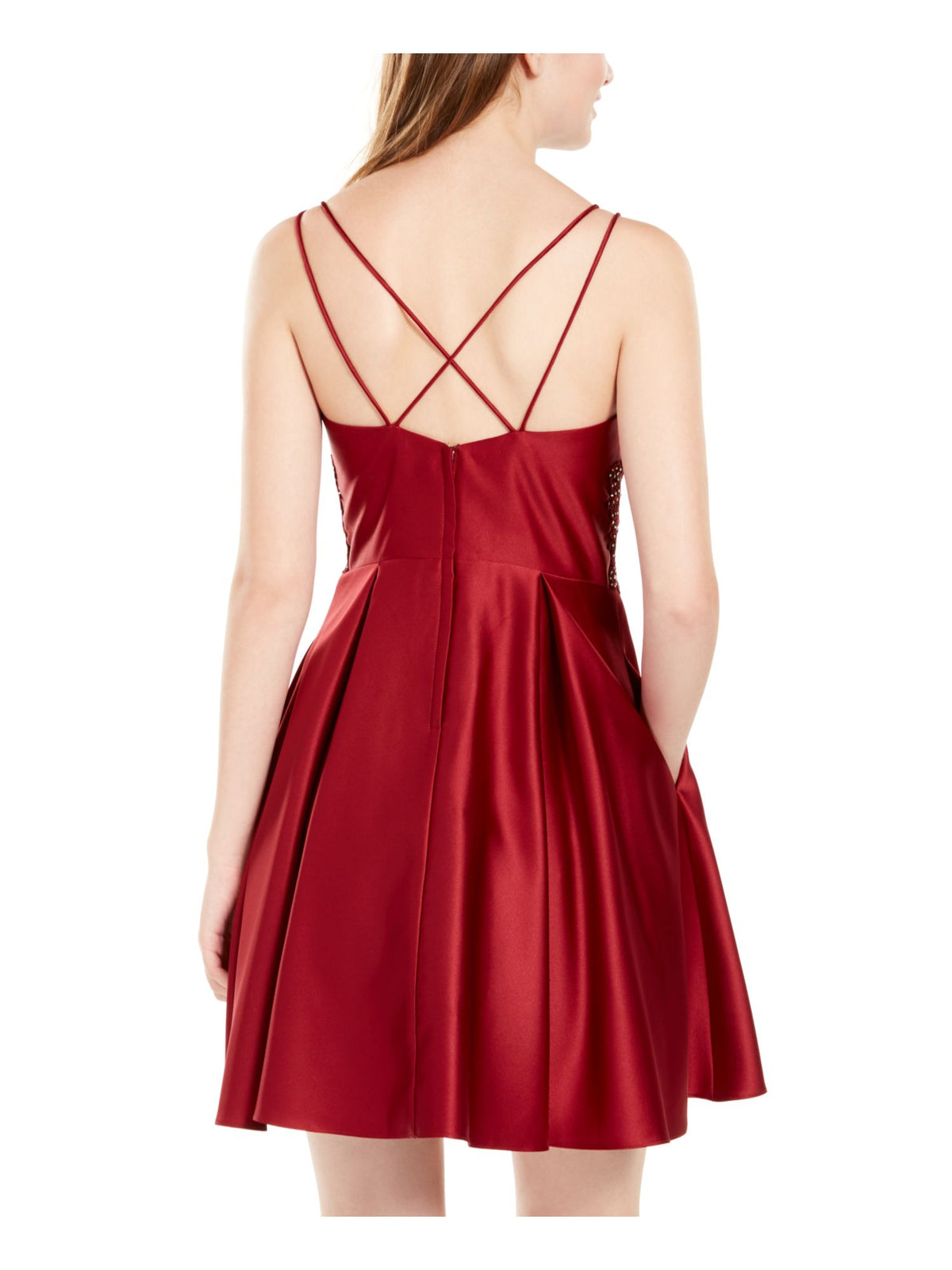 Blondie Nites Women's Spaghetti Strap Square Neck Short Fit Flare Cocktail Dress Purple Size 11