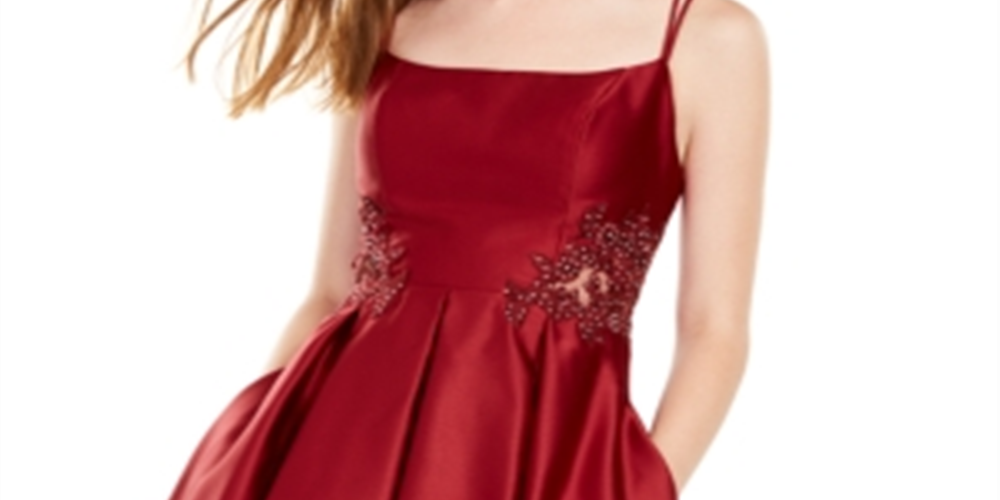 Blondie Nites Women's Spaghetti Strap Square Neck Short Fit Flare Cocktail Dress Purple Size 11