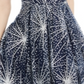 Blondie Nites Women's Sequined Zippered Spaghetti Strap Sweetheart Neckline Mini Party Fit Flare Dress Blue Size 5