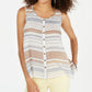Style & Company Women's White Printed Sleeveless With Buttons Top White Size X-Small