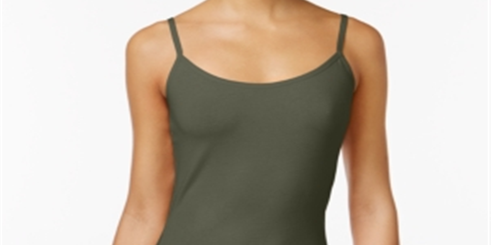 Planet Gold Junior's Adjustable Straps Aveto with Stretch Knit Camisole Green Size Small