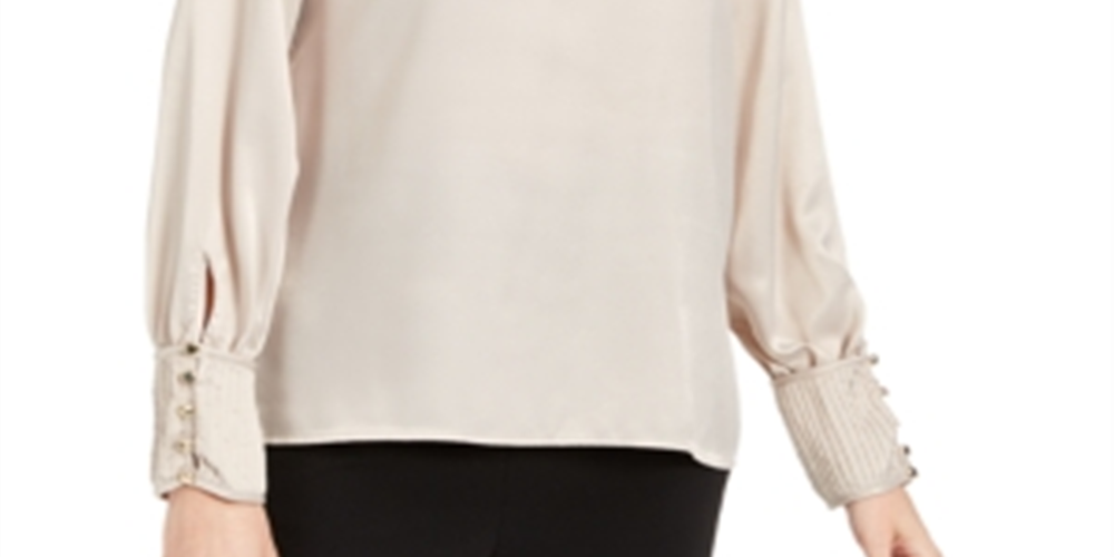 Calvin Klein Women's Button Cuff Top Gold  Size X-Large