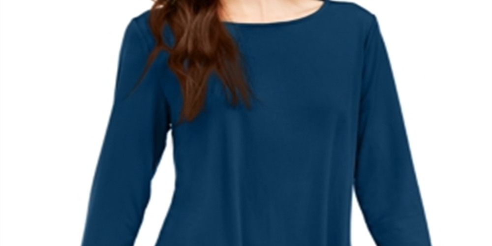 Alfani Women's Solid Swing Top Teal Size Petite L