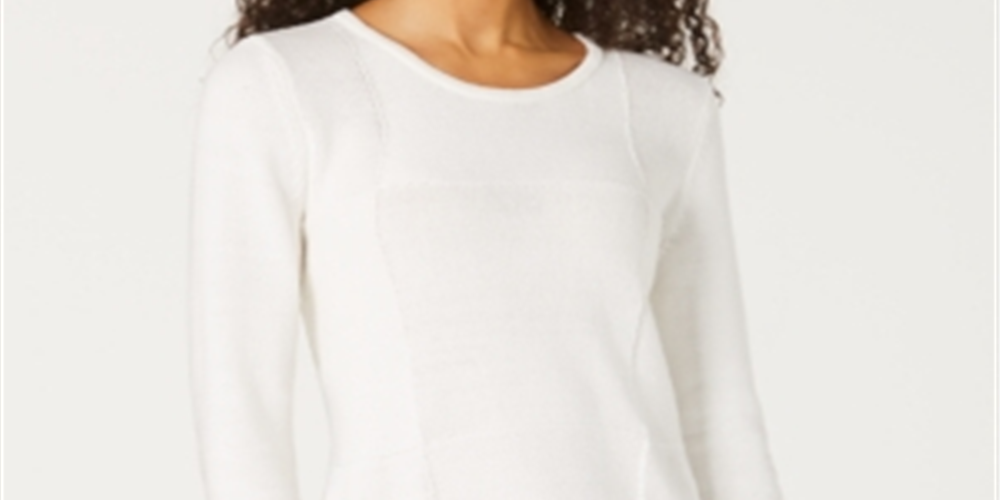 Karen Scott Women's Patchwork Stitch Pullover Sweater White Size XX-Large