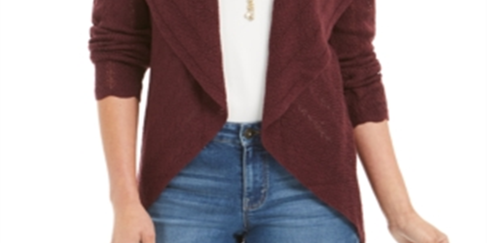Style & Co Women's Pointelle Cardigan Purple Size X-Large