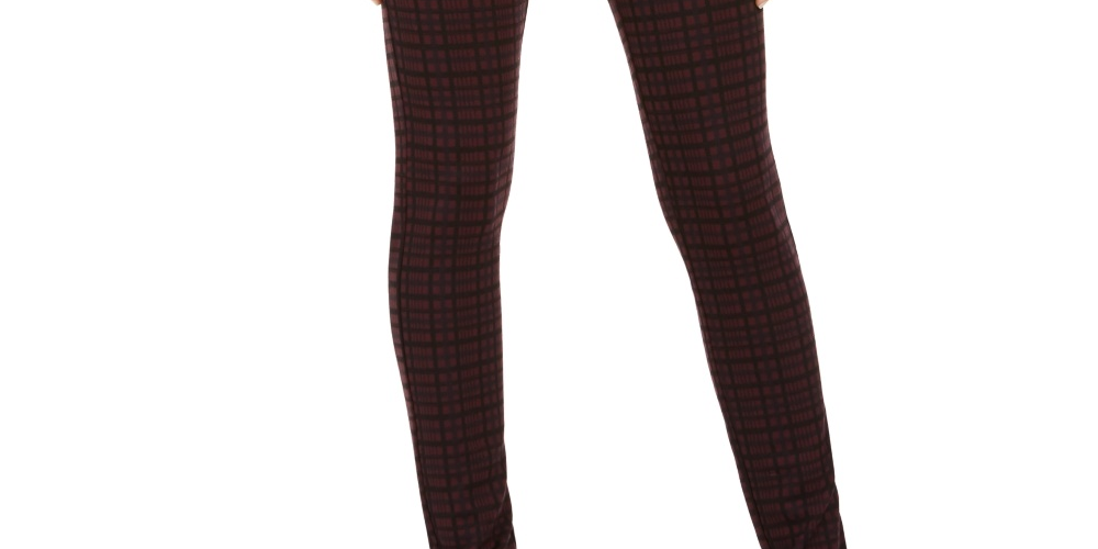 Style & Co Women's Plaid Ponte Legging Purple Size PXL