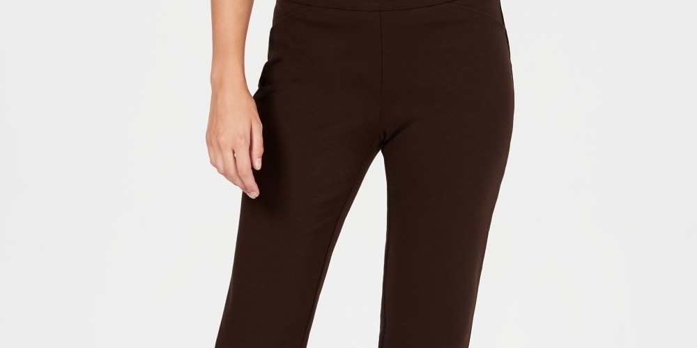 Charter Club Women's Pull On Ponte Knit Pants Brown Size 4 Petite