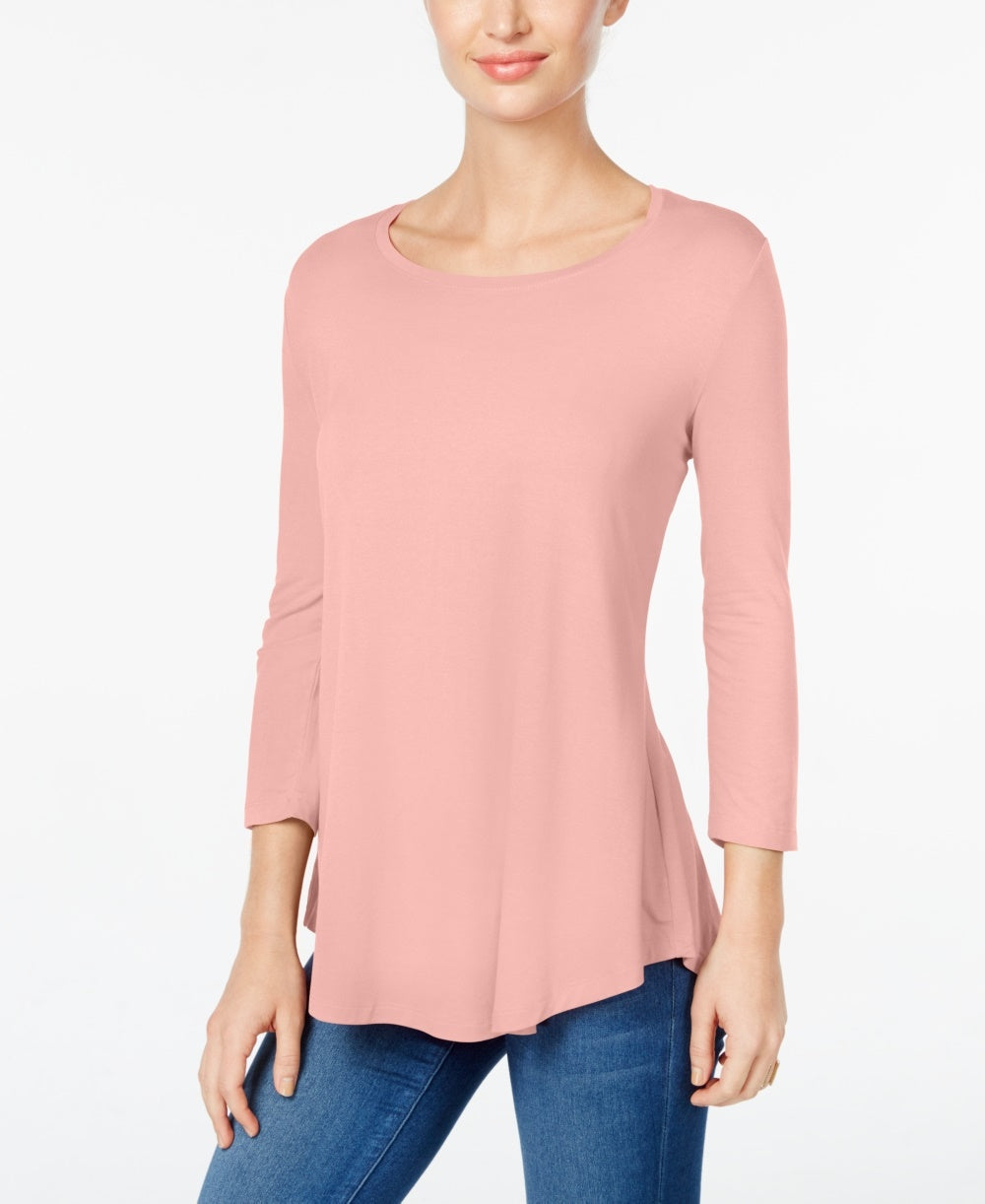 JM Collection Women's Scoop Neck Top In Regular And Petite Pink Size X-Large
