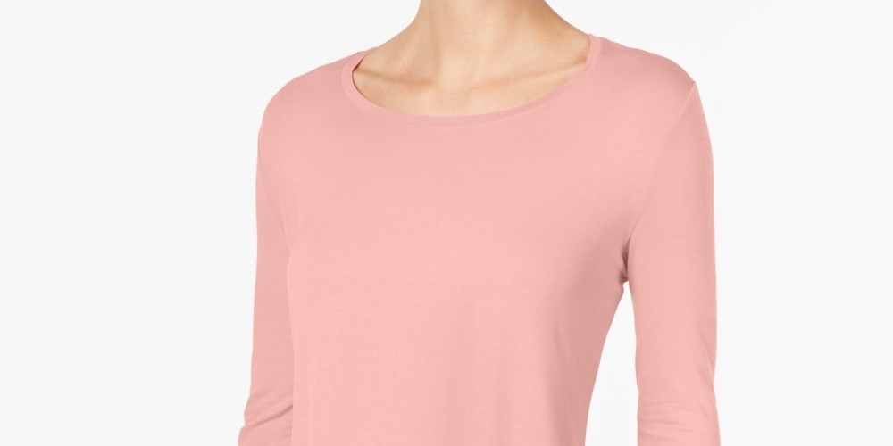 JM Collection Women's Scoop Neck Top In Regular And Petite Pink Size X-Large