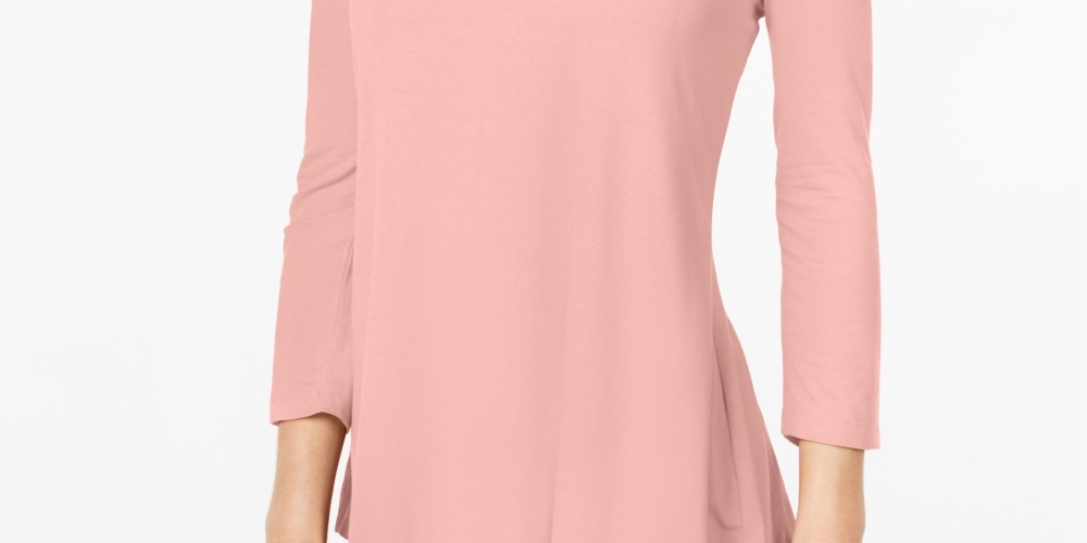 JM Collection Women's Scoop Neck Top In Regular And Petite Pink Size X-Large
