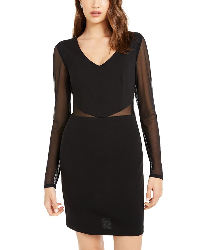 teeze-me-womens-long-sleeve-short-sheath-evening-dress-black-size-13