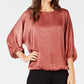 Alfani Women's Washed Satin Dolman Sleeve Bubble Top Pink SizePL