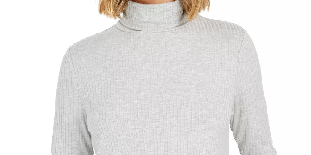 Charter Club Women's Heathered Turtleneck Gray Size Petite X-Large