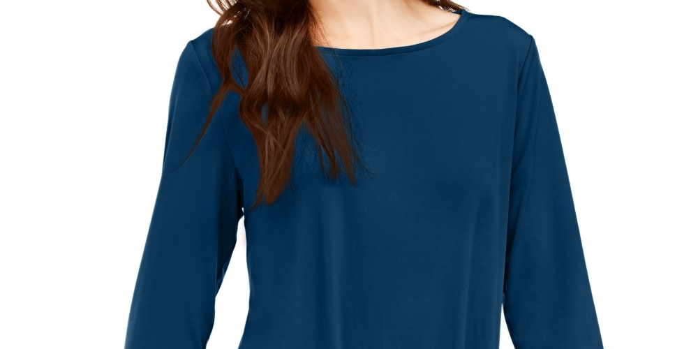 Alfani Women's Solid Swing Top Blue Size Petite Medium