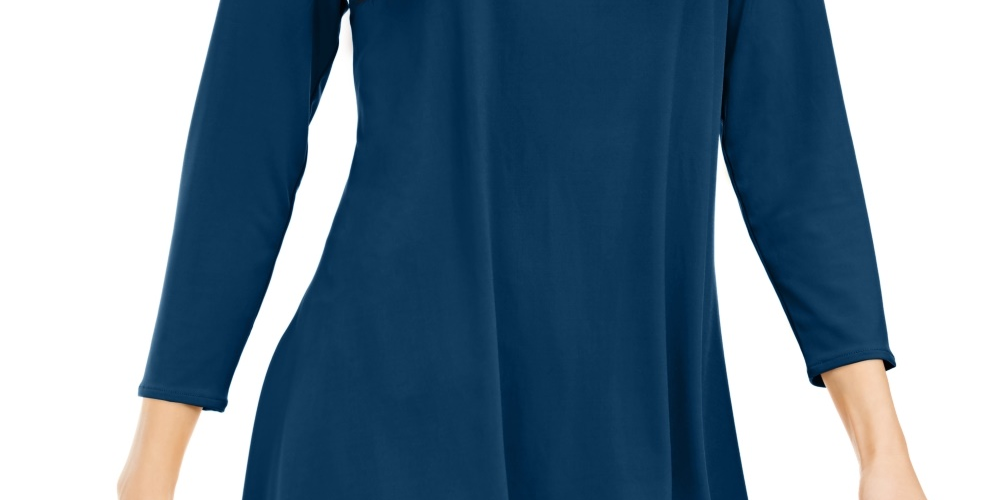 Alfani Women's Solid Swing Top Blue Size Petite Medium