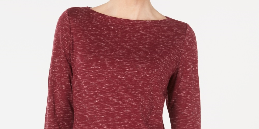 Karen Scott Women's Boat Neck Space Dyed Top Red Size X-Large