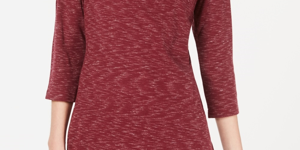 Karen Scott Women's Boat Neck Space Dyed Top Red Size X-Large