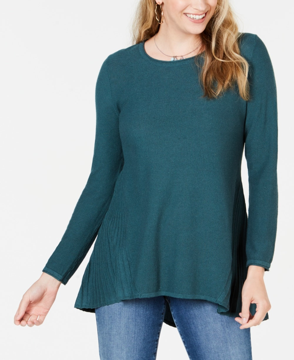 Style & Co Women's High Low Tunic Sweater Green Size X-Small