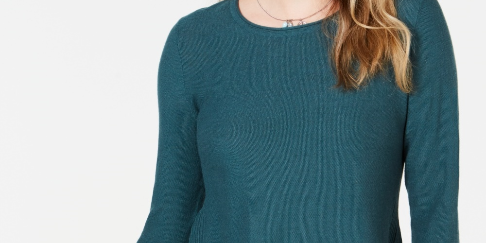 Style & Co Women's High Low Tunic Sweater Green Size X-Small