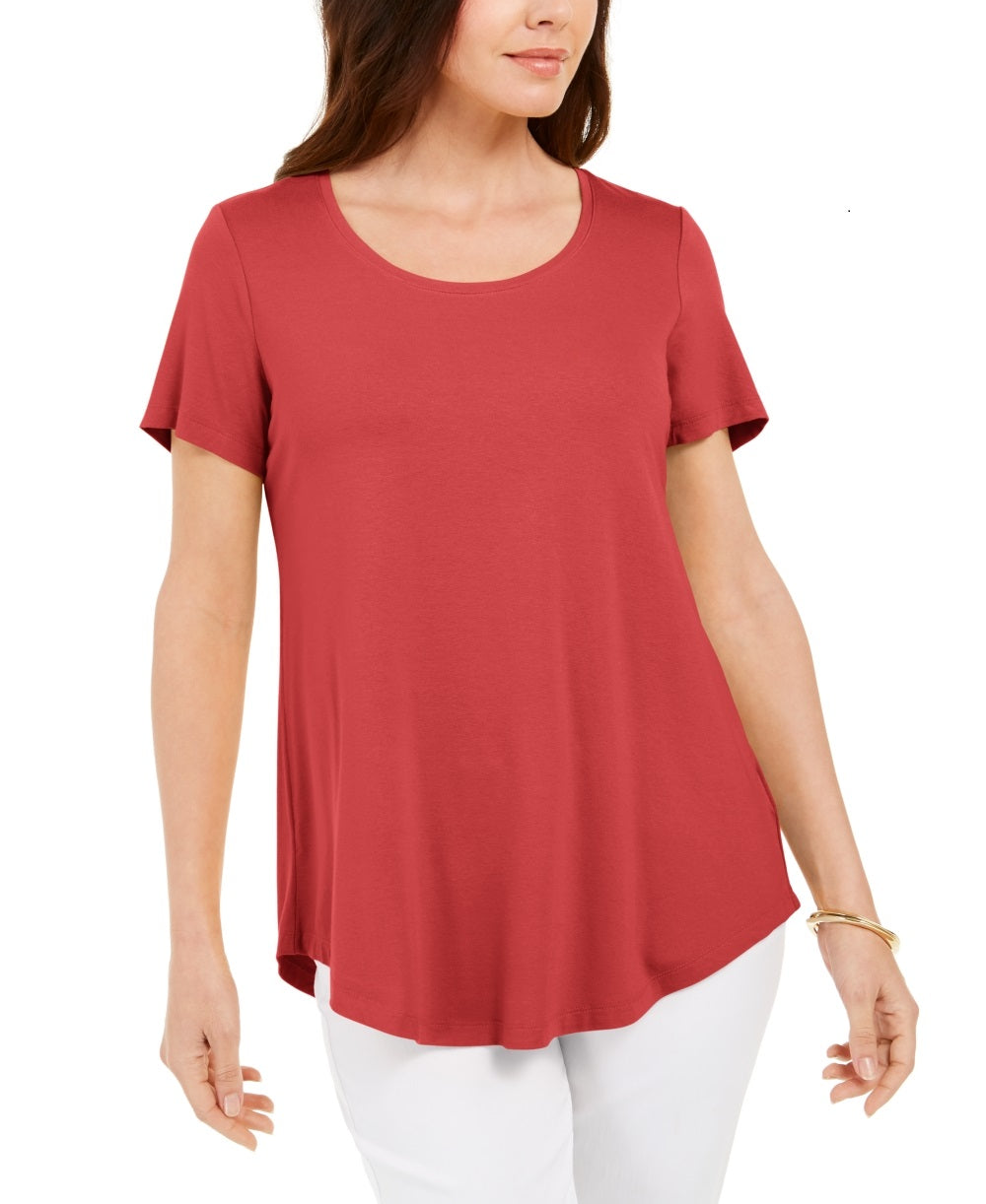 JM Collection Women's Scoop Neck Top Orange Size Medium