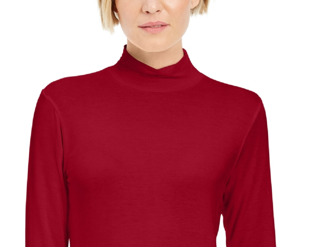 Style & Co Women's Mock-Neck Top Red Size Large