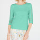 Charter Club Women's Crochet Sleeve Top Blue Size Petite X-Large