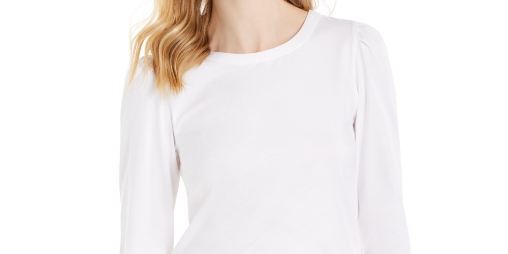 Charter Club Women's Supima Puff Sleeve Top White Size X-Large