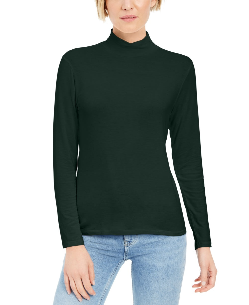 Style & Co Women's Mock-Neck Top Green Size Large