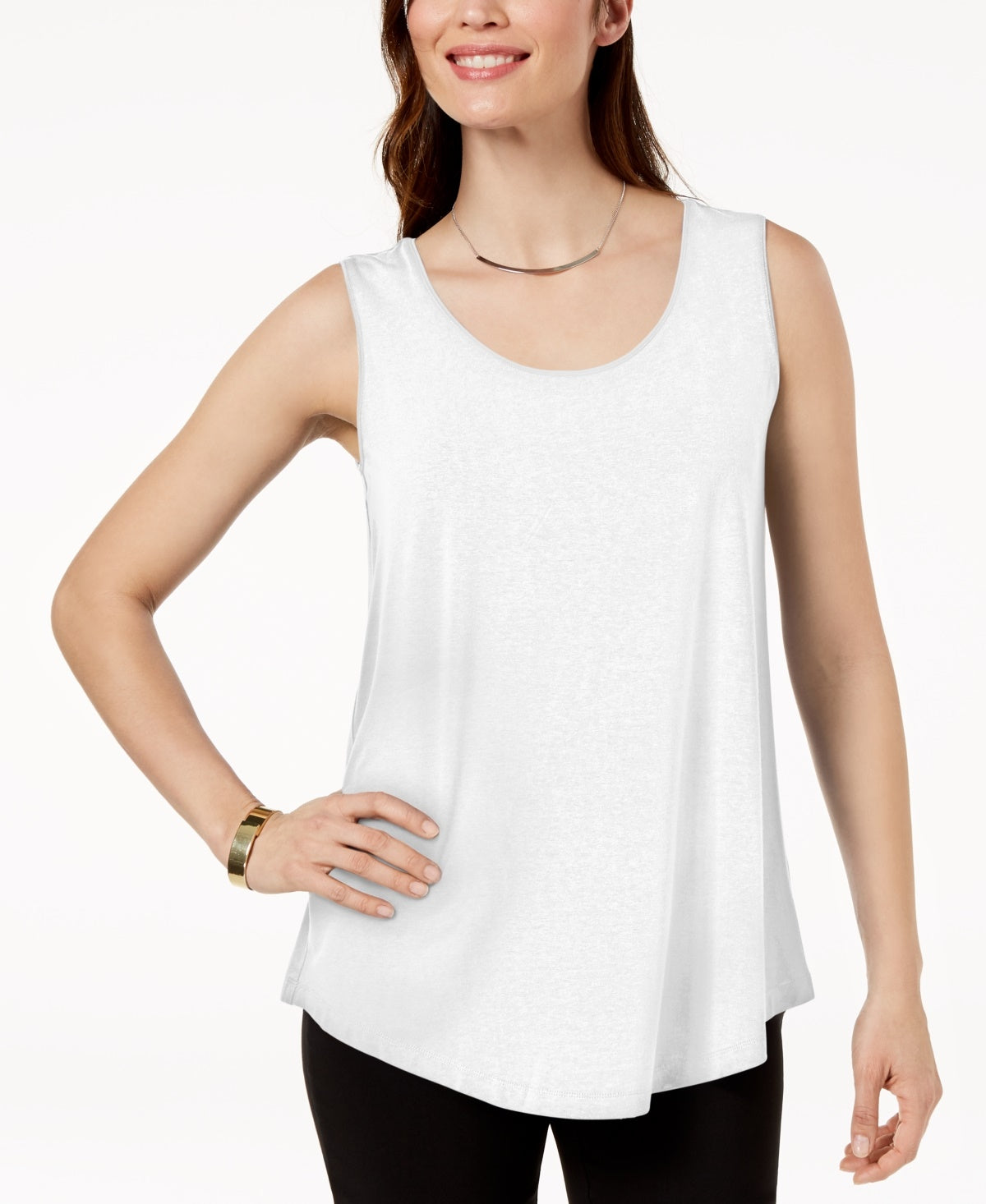 JM Collection Women's Petite Scoop-Neck Tank Top  White PS/M