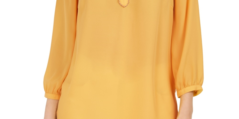 JM Collection Women's Split Neck Tunic Gold Size X-Large