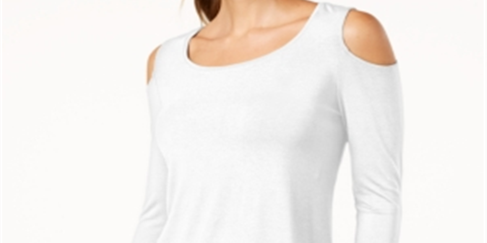 JM Collection Women's Cold Shoulder Top White Size Medium