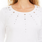 Karen Scott Women's Cotton Grommet Embellished Top White Size Small