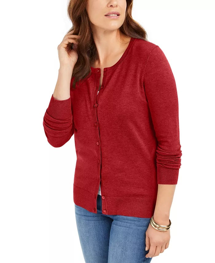 Charter Club Women's Long Sleeve Button Front Cardigan Pink Size XX-Large