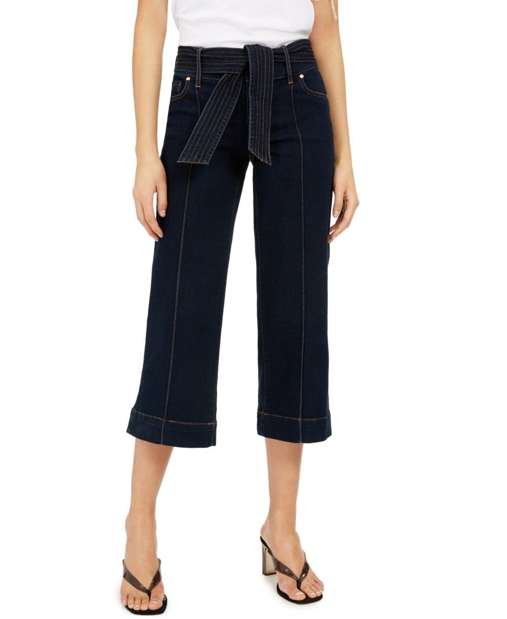 INC International Concepts Women's Tie Waist Culotte Jeans Blue Size 0