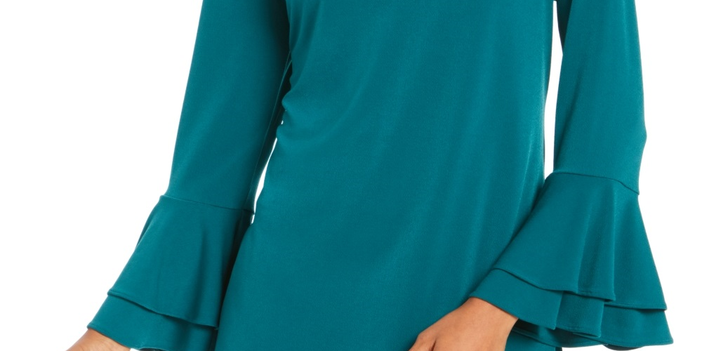 Charter Club Women's Bell Sleeve Keyhole Top Green Size X-Small