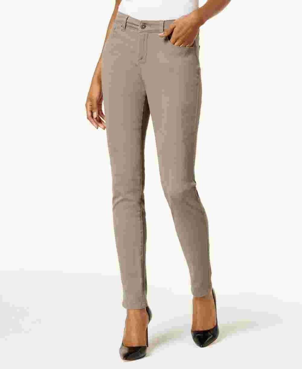 Style & Co Women's Petite Curvy-Fit Skinny Jeans Brown Size 2 Petite