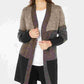 Karen Scott Women's Colorblocked Open Front Cardigan Brown Size Large