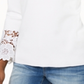 INC International Concepts Women's Lace Cuff Bell Sleeve Sweater White Size Small