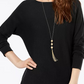 INC International Concepts Women's Black Textured Solid Long Sleeve Jewel Neck Top Black Size Petite Small