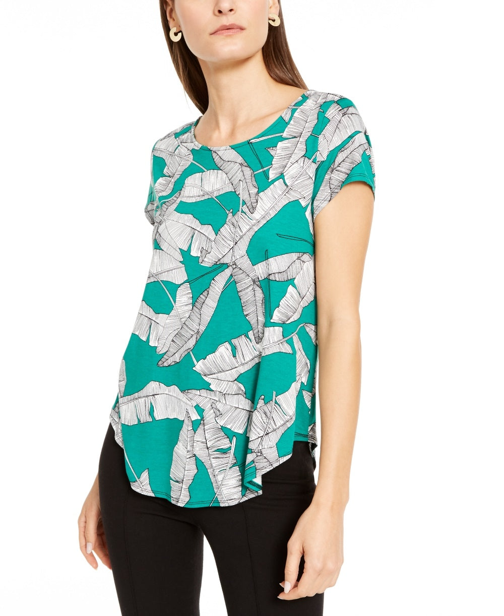 Alfani Women's Printed T-Shirt Green Size Medium