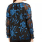 Alfani Women's Velvet Burnout Sheer-Sleeve Top  Green Size Small