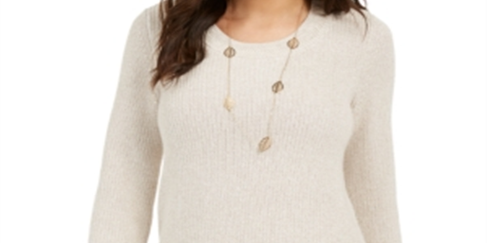 Style & Co Women's Boxy Knit Pullover Sweater Beige Size Medium