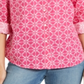 Charter Club Women's Linen Collared Button Down Top Pink Size Medium