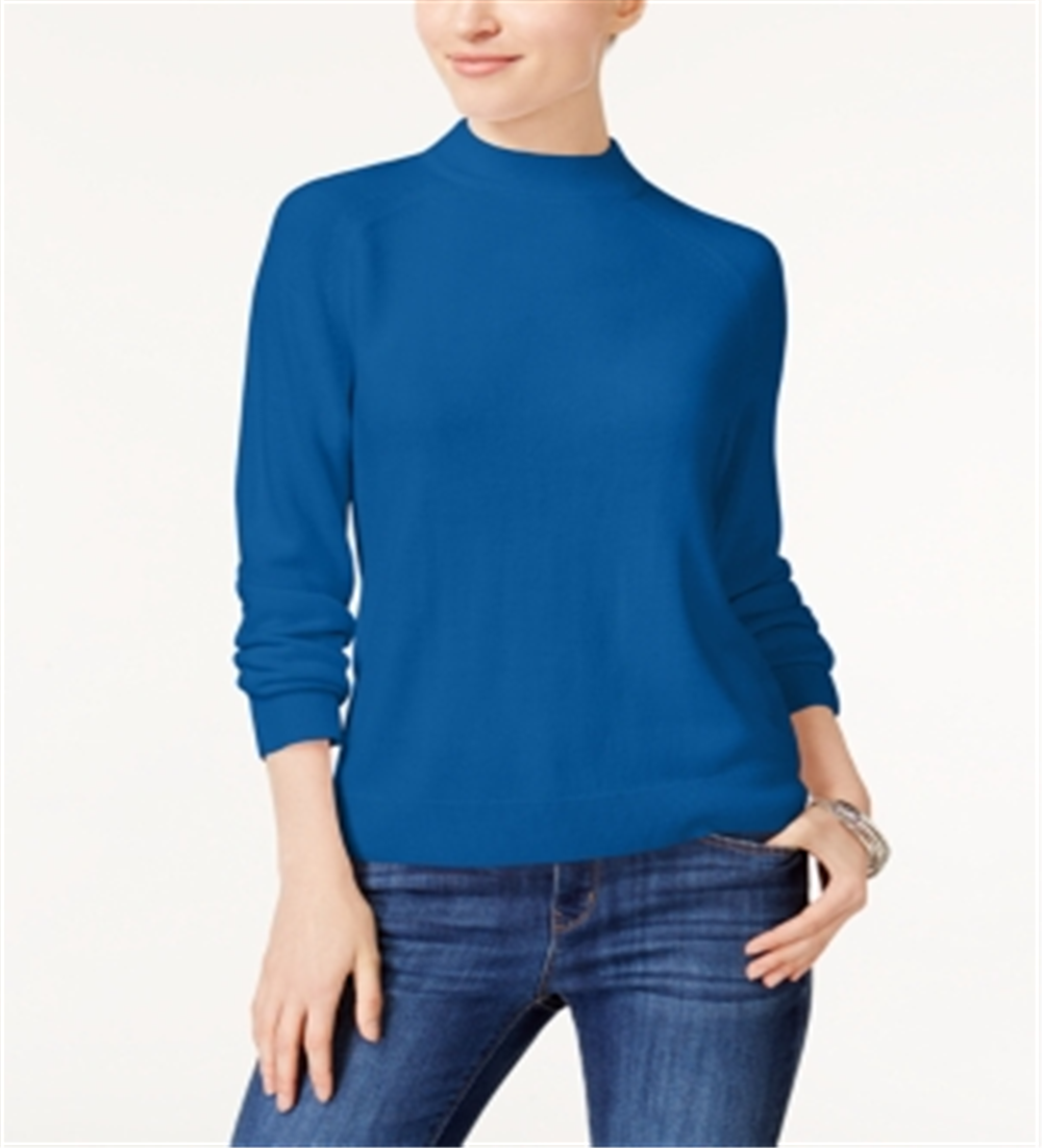 Karen Scott Women's Mock Neck Sweater Blue Size -Petite L