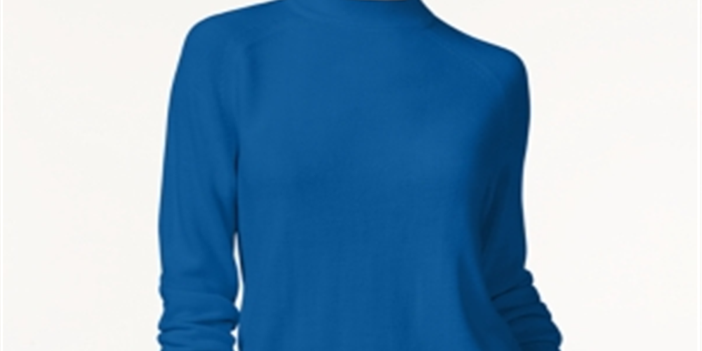 Karen Scott Women's Mock Neck Sweater Blue Size -Petite L