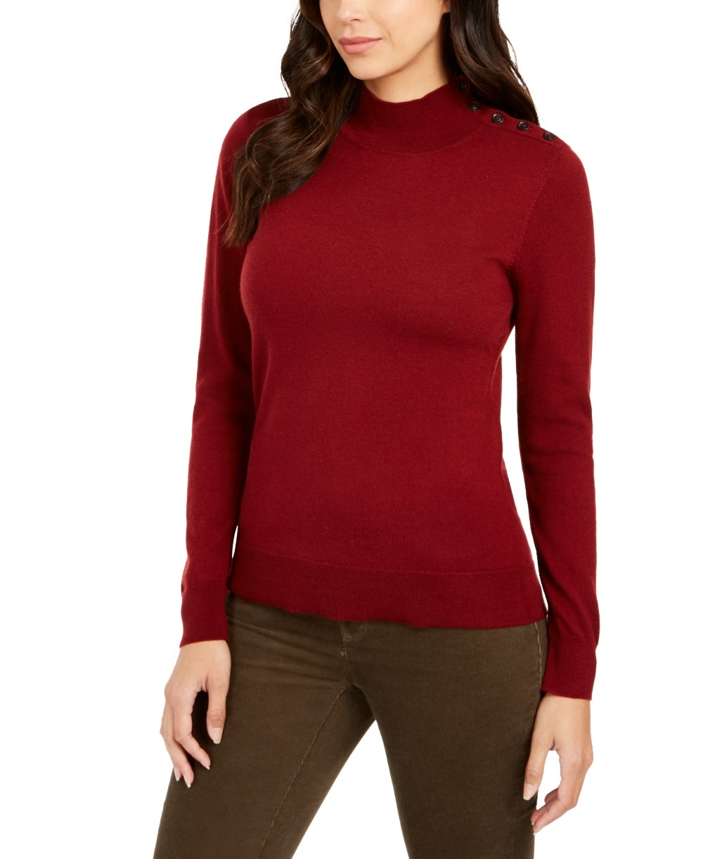 Charter Club Women's Merino Wool Turtleneck Red Size Small