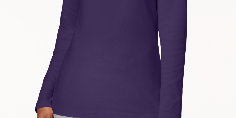 Karen Scott Women's Cotton Mock Neck Top Purple Size Small